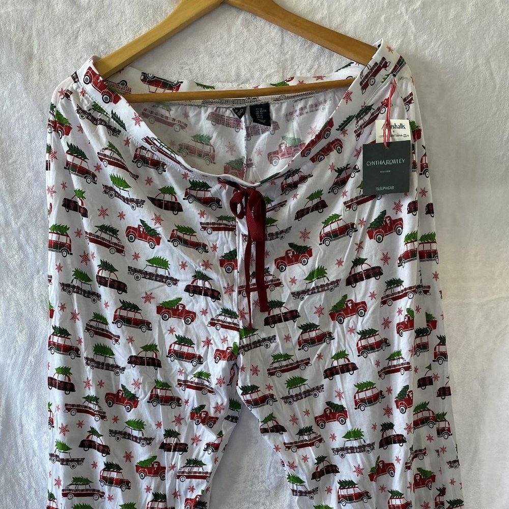 Christmas Pajama Pants White and Red XL
